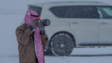 Striking photos of snow covered Saudi desert