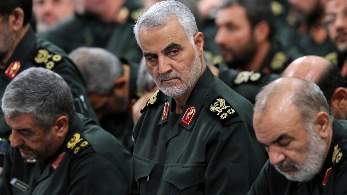 Revolutionary Guard Commander Qassem Soleimani (center) attends a meeting in Tehran. (AP))