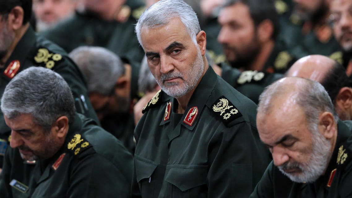 “One needs to reflect when seeing Qassem Soleimani’s pictures in front of Aleppo’s historic citadel, the weeping displaced being driven away in the regime’s green buses in a journey of sectarian population exchange”. (AFP)