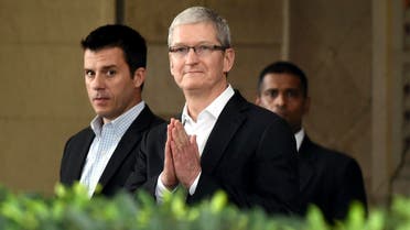 Apple chief Tim Cook, greets in Indian style at the Taj Mahal hotel in Mumbai, during his first visit to India on May 18, 2016. (AP)