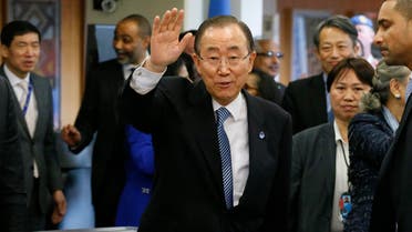 UN Secretary-General Ban Ki-moon waves as he departs from UN Headquarters on December 30, 2016, in New York. Former Portuguese Prime Minister Antonio Guterres assumes the reins of the United Nations on January 1, 2017. (AFP)