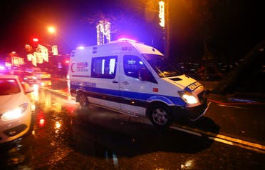 An ambulance arrives near a nightclub where a gun attack took place during a New Year party in Istanbul, Turkey, January 1, 2017.