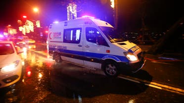 An ambulance arrives near a nightclub where a gun attack took place during a New Year party in Istanbul, Turkey, January 1, 2017.