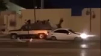 VIDEO: Drifter in Saudi knocks over light pole, slams into a parked car