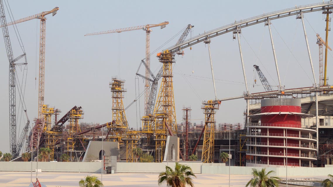 Construction work goes on at the Khalifa International Stadium in Doha, Qatar September 16, 2015. The stadium is being renovated to accommodate 40,000 spectators and is expected to host soccer matches during the 2022 World Cup. REUTERS