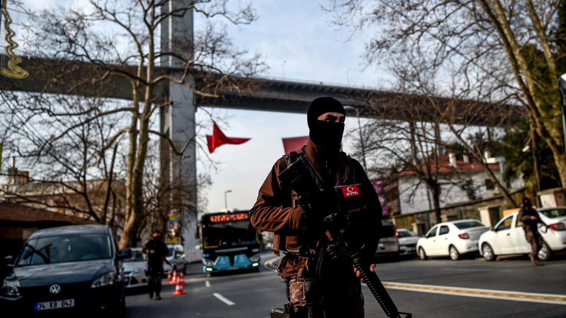 A Turkish special force police officer walks in front of the Reina nightclub on January 4, 2017 in Istanbul, three days after a gunman killed 39 people on New Year's night. (AFP)