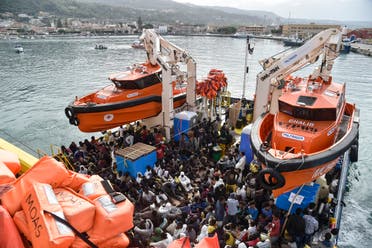 A rescue ship arrives in the harbor of Vibo Valentia, southern Italy, with 400 migrants and refugees from Central Africa and Syria on board, on November 7, 2016 following a rescue operation off the Libyan coast in the Mediterranean Sea. (File photo: AFP)