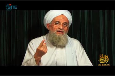 This still image from video obtained on October 26, 2012 courtesy of the Site Intelligence Group shows al-Qaeda leader Ayman al-Zawahiri speaking in a video, from an undisclosed location, released by Al-Qaeda’s media arm, as-Sahab. (File photo: AFP)