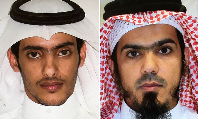 من اليمين، طايع بن سالم بن يسلم الصيعري وطلال بن سمران الصاعدي