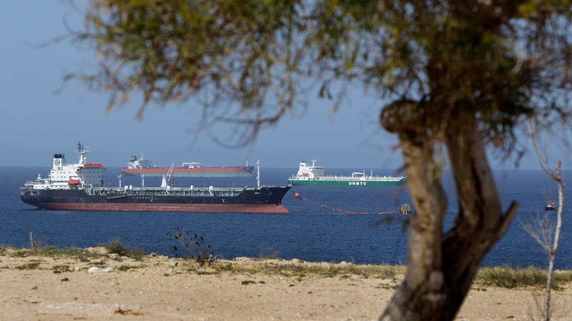 Ships at anchor in the Mediterranean sea next to the Zawiya Oil Refinery in Zawiya, west of Tripoli, Libya. (File photo: AP)