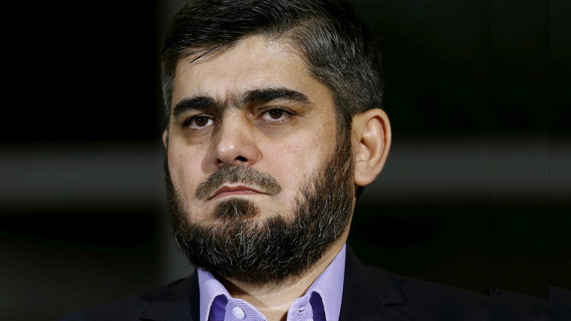 Mohammad Alloush of the Jaish al Islam faction and member of the High Negotiations Committee (HNC) attends a news conference after a meeting with U.N. mediator Staffan de Mistura during Syria Peace talks at the United Nations in Geneva, Switzerland, April 13, 2016. (Reuters)