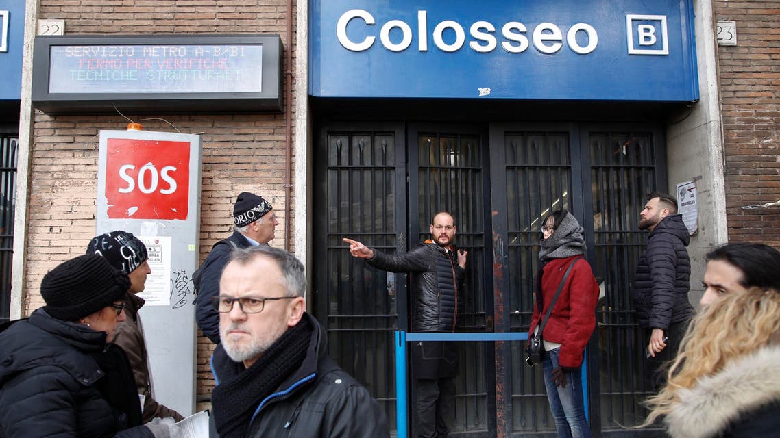 A man gives indications to tourists after the Colosseo subway station was closed following three earthquakes which hit central Italy in the space of an hour, shaking the same region that suffered a series of deadly quakes last year, in Rome, on Wednesday, Jan. 18, 2017. (AP)