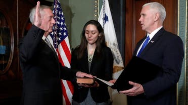 U.S. Vice President Mike Pence (R) swears in James Mattis (L) to be Secretary of Defense in his ceremonial office in the Eisenhower Executive Office Building. (Reuters)