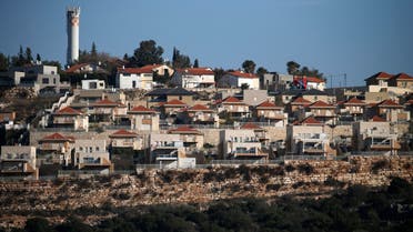A general view taken on January 23, 2017 from the Palestinian West Bank village of Rafat, shows the Israeli Jewish settlement of Alei Zahav. (AFP)