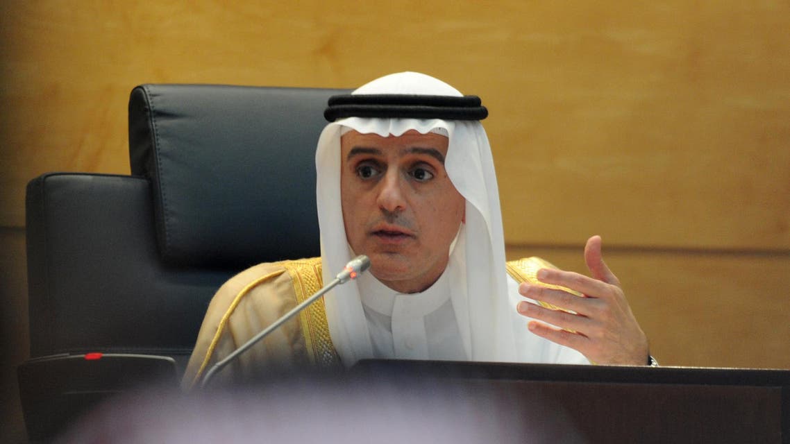 Saudi Foreign Minister Adel Al-Jubair speaks to the press, following a meeting with US Secretary of State John Kerry, Gulf officials, a British minister and the UN peace envoy to Yemen, in the Saudi capital Jeddah on August 25, 2016 Kerry announced a fresh international peace initiative for Yemen aimed at forming a unity government to resolve its seventeen-month-old conflict. afp