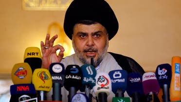 Iraqi Shiite cleric Moqtada al-Sadr speaking at a press conference late 2016 (Photo: Haidar Hamdani/AFP)
