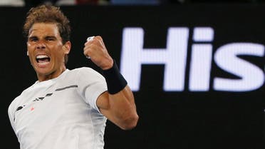  Spain's Rafael Nadal celebrates winning his Men's singles quarter-final match against Canada's Milos Raonic. (Photo courtesy: Reuters)