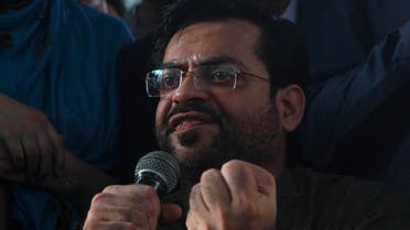 In this August 23, 2016 photo, Pakistani TV host Amir Liaqat addresses a gathering in Karachi, Pakistan. Pakistan banned Liaqat, a TV host, over incitement and registered a criminal case against him Thursday, Jan. 26, 2017. (AP)