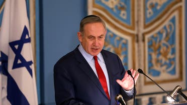Israeli Prime Minister Benjamin Netanyahu addresses the diplomatic corps based in Israel during an event marking International Holocaust Remembrance Day on January 26, 2017 at the Yad Vashem Holocaust Memorial museum, commemorating the six million Jews killed by the Nazis during World War II.   