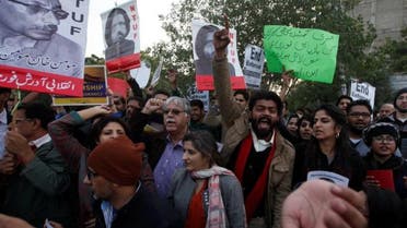 Rights activists demonstrate in Karachi to denounce the disappearance of five Pakistani militants on January 19, 2017. (Reuters)