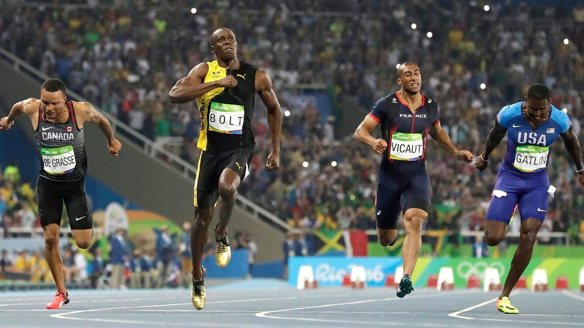 In this Aug. 14, 2016 file photo, Jamaica's Usain Bolt, second left, wins the men's 100-meter final during the athletics competitions of the 2016 Summer Olympics at the Olympic stadium in Rio de Janeiro, Brazil. (AP)