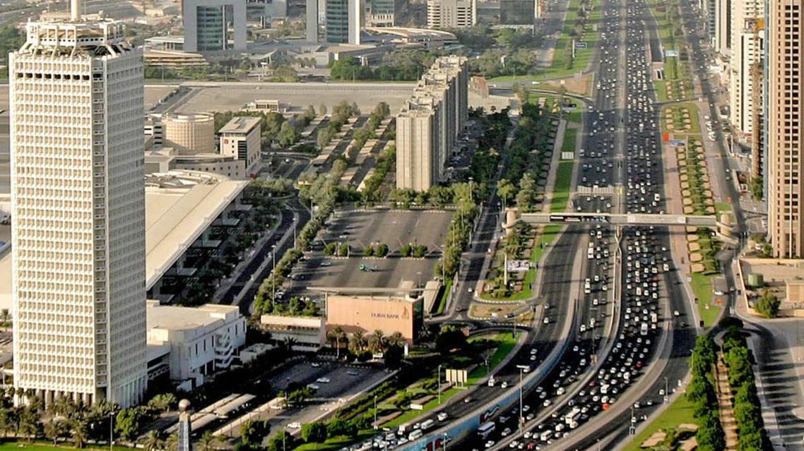 This view from an helicopter shows heavy traffic in Sheikh Zayed road, one of Dubai's fastest growing commercial and consumer districts Dec. 6, 2005. AP