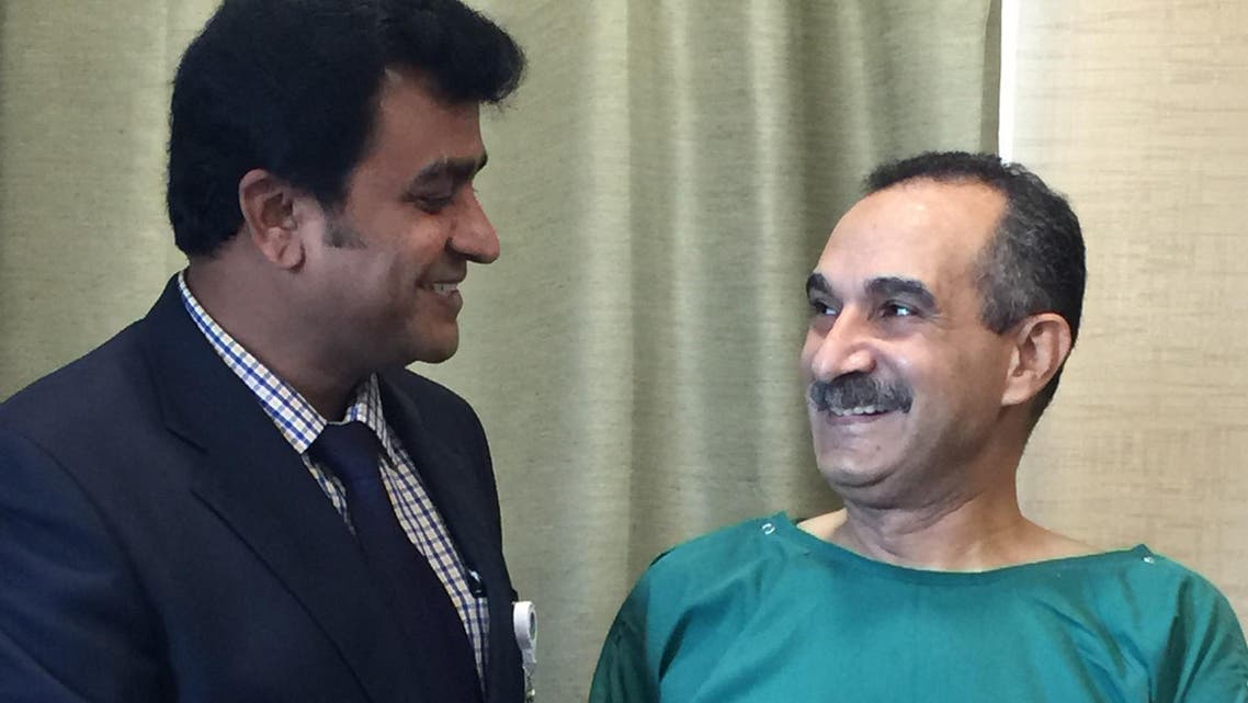 Dr. Manjunatha G. S., Specialist Orthopedic Surgeon, with his elated patient Abdel Gawwad Mohamed Elashri. (Supplied)