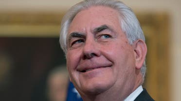 Secretary of State Rex Tillerson smiles while greeting the media, (AP)