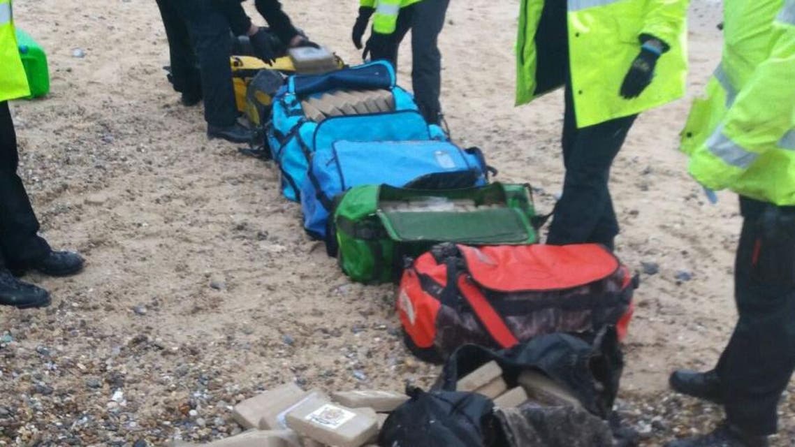 Photo released by Britain’s National Crime Agency (NCA) shows bags containing cocaine which were found at Hopton-on-Sea near Great Yarmouth, in Norfolk, southern England on February 9, 2017 (Photo: National Crime Agency/AFP)