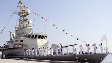 A handout photograph made available by the official Emirati News Agency, WAM, shows sailors saluting as they stand on the deck of a navy vessel in the emirate of Fujairah, as the United Arab Emirates opens a naval base on its east coast that would allow it to bypass the Strait of Hormuz if Iran were ever to close the strategic waterway, local media reported on October 21, 2010. Almost all oil exports from OPEC's fourth-largest producer now go through Gulf waters and pass the narrow strait, which separates the emirates from Iran, before reaching the Arabian Sea and the Indian Ocean. AFP PHOTO/HO =RECTRICTED TO EDITORIAL USE= HO / WAM / AFP