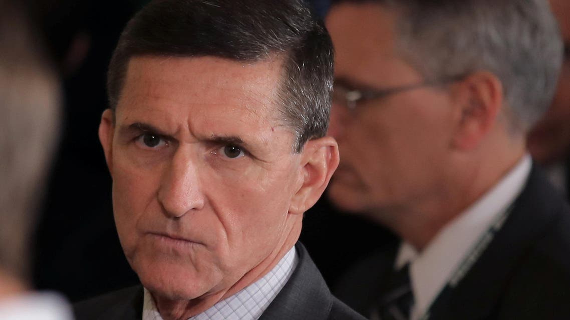 White House National Security Advisor Michael Flynn (C) arrives prior to a joint news conference between Canadian Prime Minister Justin Trudeau and U.S. President Donald Trump at the White House in Washington, U.S., February 13, 2017. REUTERS/Carlos Barria