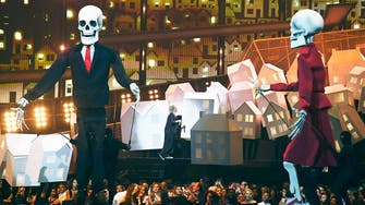 Katy Perry skeletons resemble Trump, May at BRIT awards
