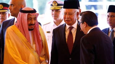 Saudi Arabia’s King Salman meets with ministers next to Malaysia’s Prime Minister Najib Razak at the Parliament House in Kuala Lumpur, Malaysia, on February 26, 2017. (Reuters)
