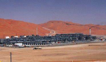 In this Monday, March 8, 2004 file photo, an industrial plant strips natural gas from freshly pumped crude oil is seen at Saudi Aramco's Shaybah oil field at Shaybah in Saudi Arabia's Rub al-Khali desert. (AP)