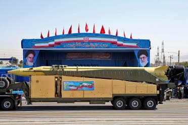 In this Sept. 21, 2016 file photo, an Emad long-range ballistic surface-to-surface missile is displayed by the Revolutionary Guard during a military parade, in front of the shrine of late revolutionary founder Ayatollah Khomeini, just outside Tehran, Iran. (AP)