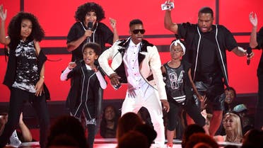 Yara Shahidi, from left, Tracee Ellis Ross, Miles Brown, Silento, Marsai Martin, and Anthony Anderson perform at the BET Awards at the Microsoft Theater on Sunday, June 28, 2015, in Los Angeles. AP