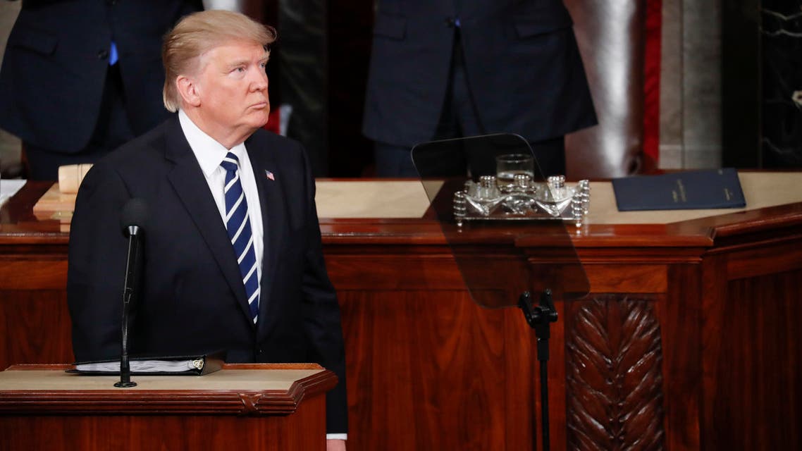 President Donald Trump looks over to his invited guests in the balcony during his address to a joint session of Congress on Capitol Hill in Washington, Tuesday, Feb. 28, 2017. (AP)