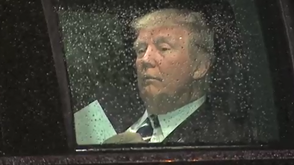 Donald Trump going over speech in limo on his way to Congress on Tuesday 