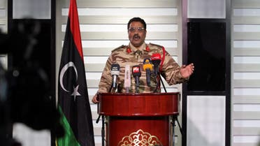 Spokesman of Libyan National Army (LNA) colonel Ahmed Al Masmary gestures during a news conference in Benghazi, Libya, March 3, 2017. (Reuters)
