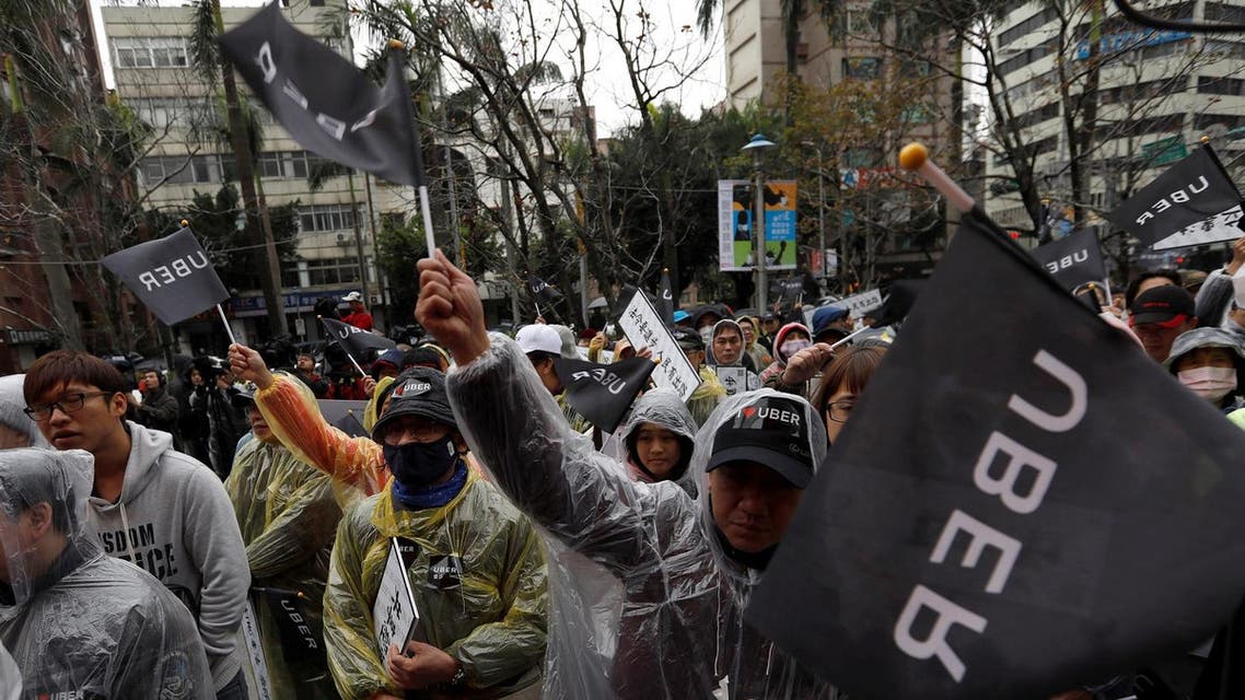 A protest by Uber drivers. (Reuters)