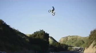 WATCH: Biker flies over freeway in California county