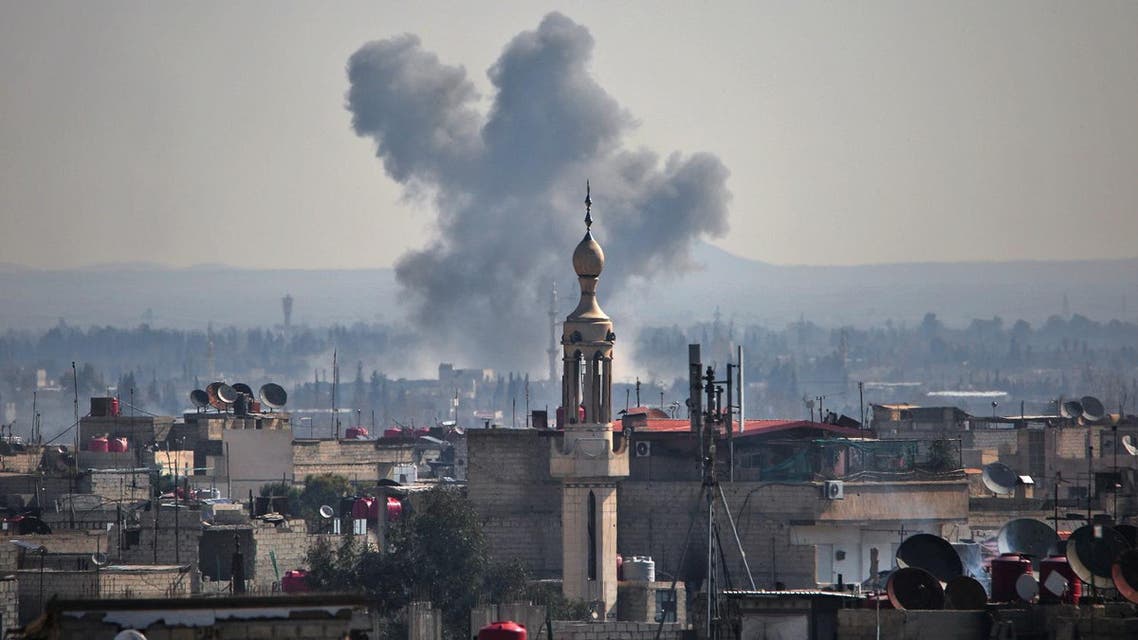 Smoke billows following a reported air strike on March 7, 2017, in the rebel-held town of Utaya, in the eastern Ghouta region on the outskirts of the capital Damascus. AMER ALMOHIBANY / AFP