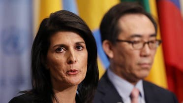 Nikki Haley speaks during a press encounter at the UN in New York on March 8, 2017. (Reuters)
