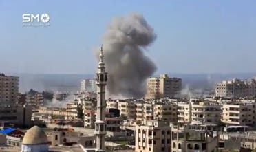 صورة من فيديو لقصف النظام على حي الوعر في فبراير 2017