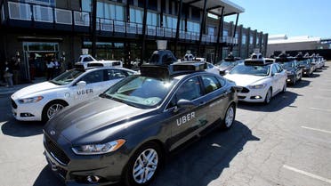 A fleet of Uber’s Ford Fusion self driving cars are shown during a demonstration of self-driving automotive technology in Pittsburgh, US, on September 13, 2016. (Reuters)