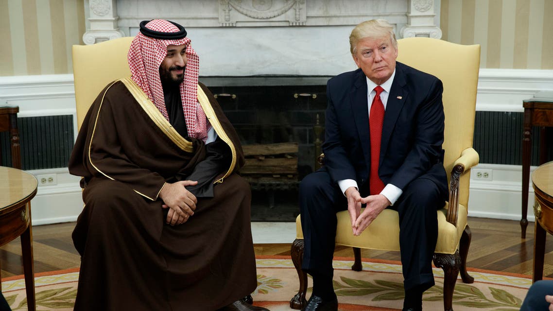President Donald Trump meets with Saudi Defense Minister and Deputy Crown Prince Mohammed bin Salman bin Abdulaziz Al Saud in the Oval Office of the White House in Washington, Tuesday, March 14, 2017. (AP Photo/Evan Vucci)