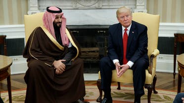 President Donald Trump meets with Saudi Defense Minister and Deputy Crown Prince Mohammed bin Salman bin Abdulaziz Al Saud in the Oval Office of the White House in Washington, Tuesday, March 14, 2017. (AP Photo/Evan Vucci)