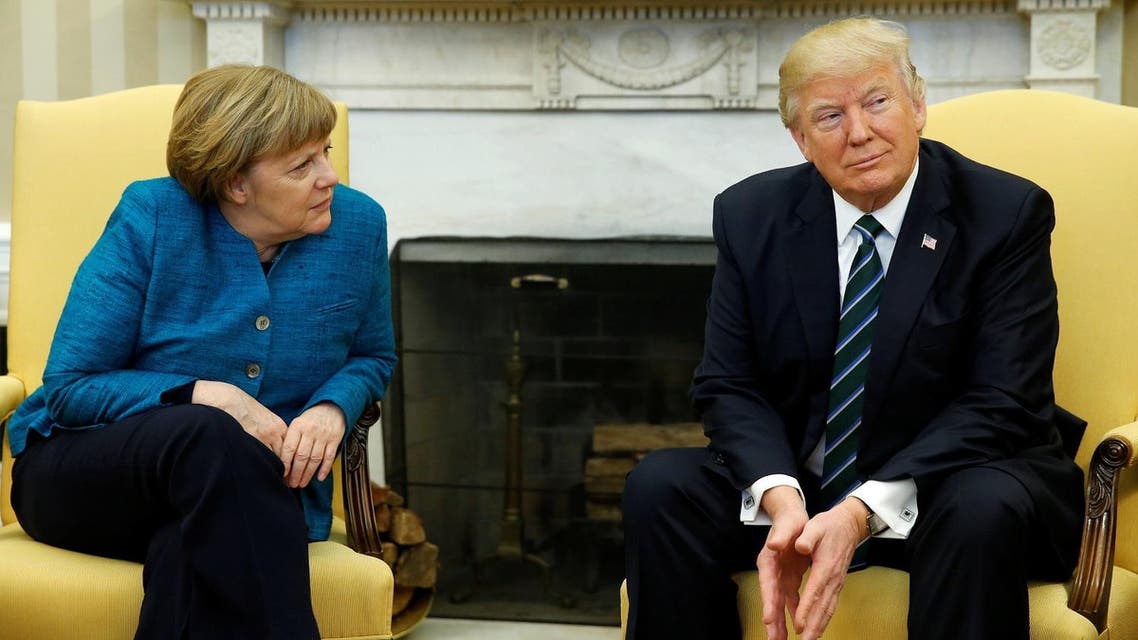 Trump meets with Merkel in the Oval Office at the White House in Washington. (Reuters)