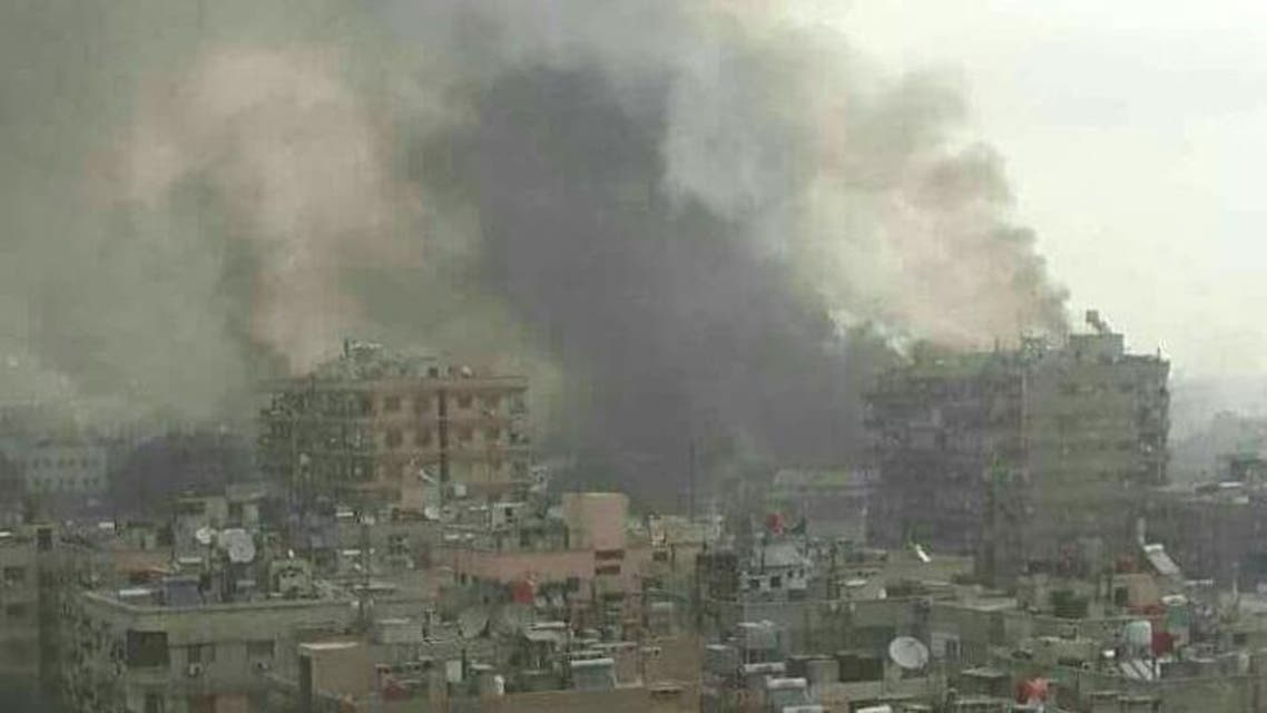Smoke columns can be seen near the outskirts of the Syrian capital Damascus. (Supplied)