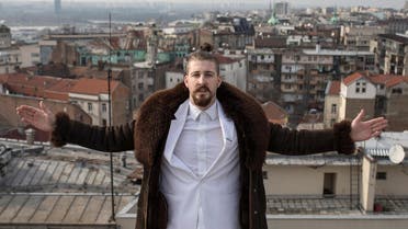 Student and 2017 presidential candidate Luka Maksimovic, 25, poses for a picture as his alter ego 'Ljubisa 'Beli' Preletacevic' a parody of the worst politician in the Balkans,in Belgrade, Serbia, March 14, 2017. (Reuters)